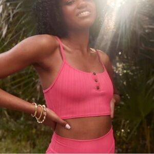 Aerie Swim Hot Pink High Waisted Bikini Set